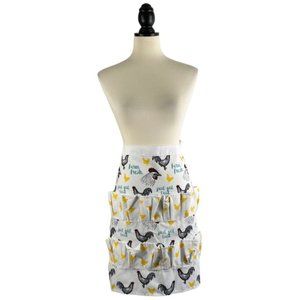 Kitchen Apron Country Farm Chicken Egg JUST GOT LAID Tie Waist w/ Pockets